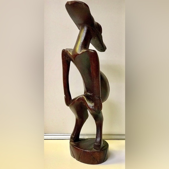 19th Century Antique Hand Carved Ebony African Fertility Figurine Statuette - Picture 8 of 10